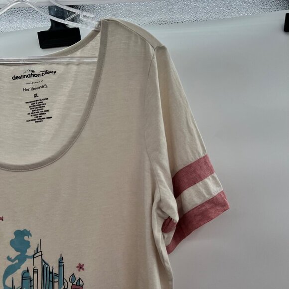 Destination Disney Women's Graphic Tee Cream/Multi Scoop Neck Size XL - Picture 4 of 8